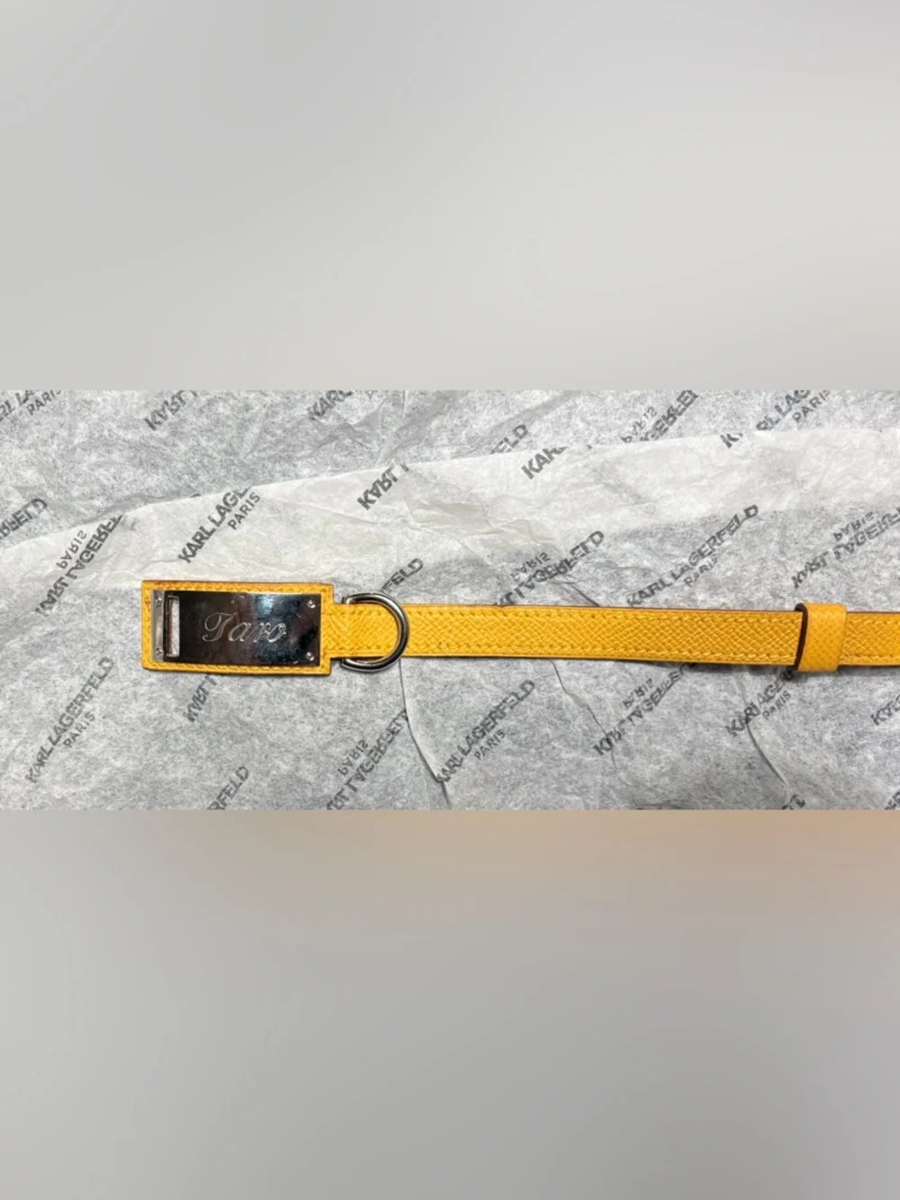 Hermès Yellow Epsom Leather Dog Collar Bracelet PM Palladium Engraved “Toro” COA - Picture 5 of 9